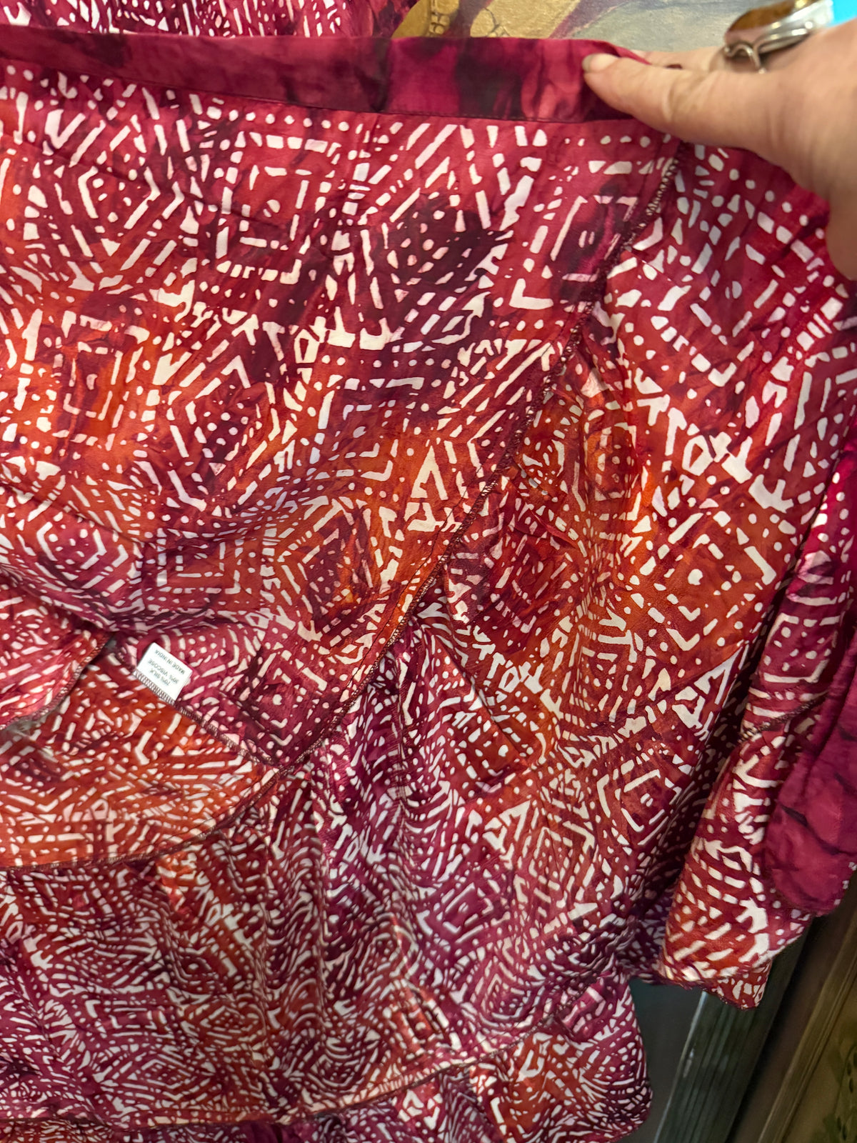 Lady in Red kimono Duster