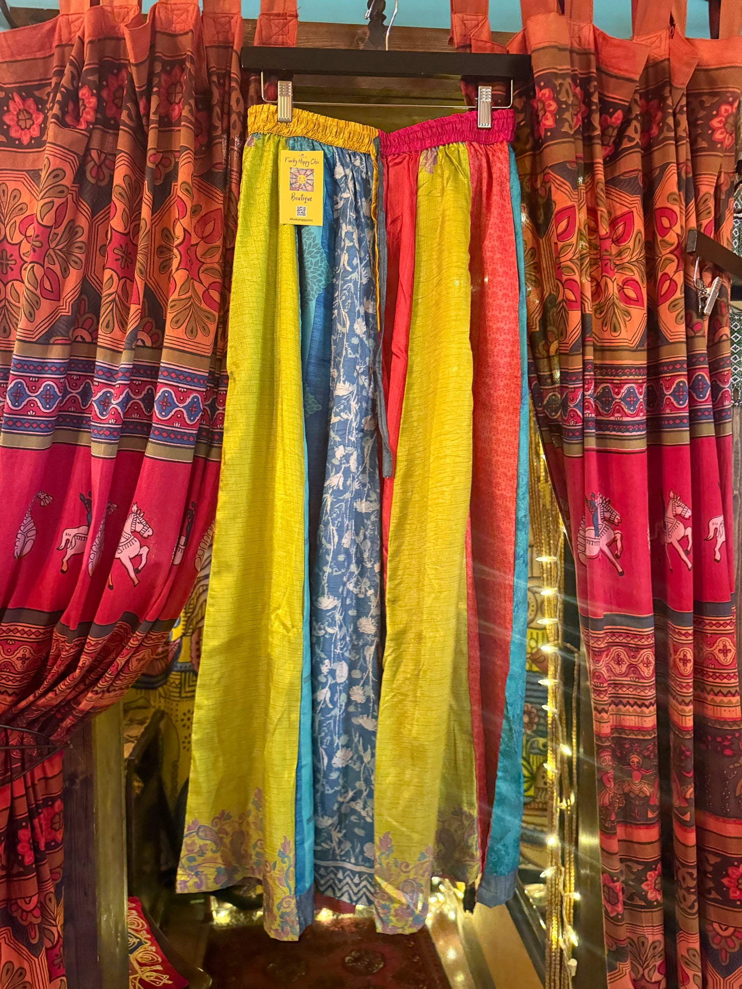 Silk Stripe wide leg pant yellow