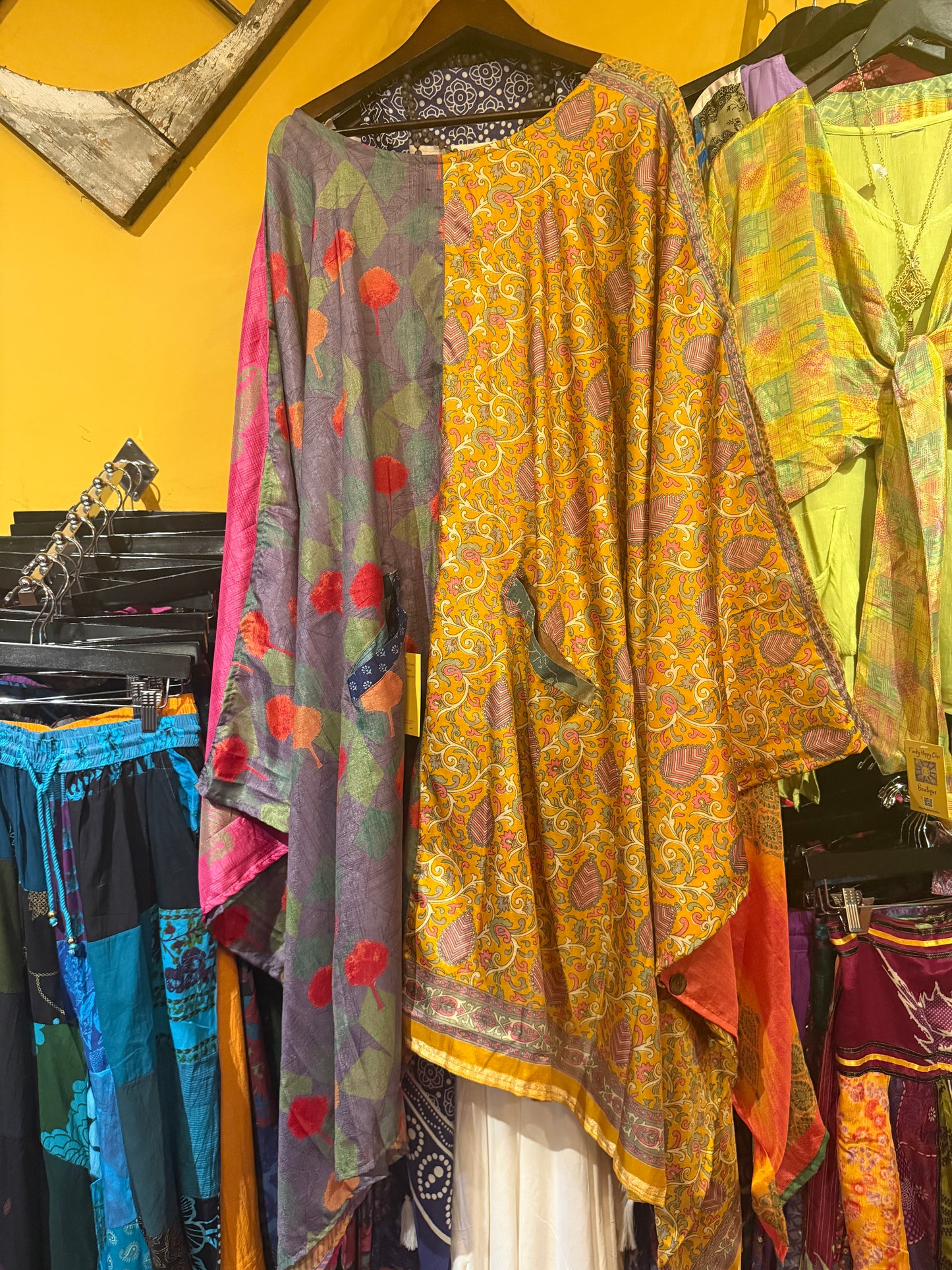 Silk poncho top with pockets