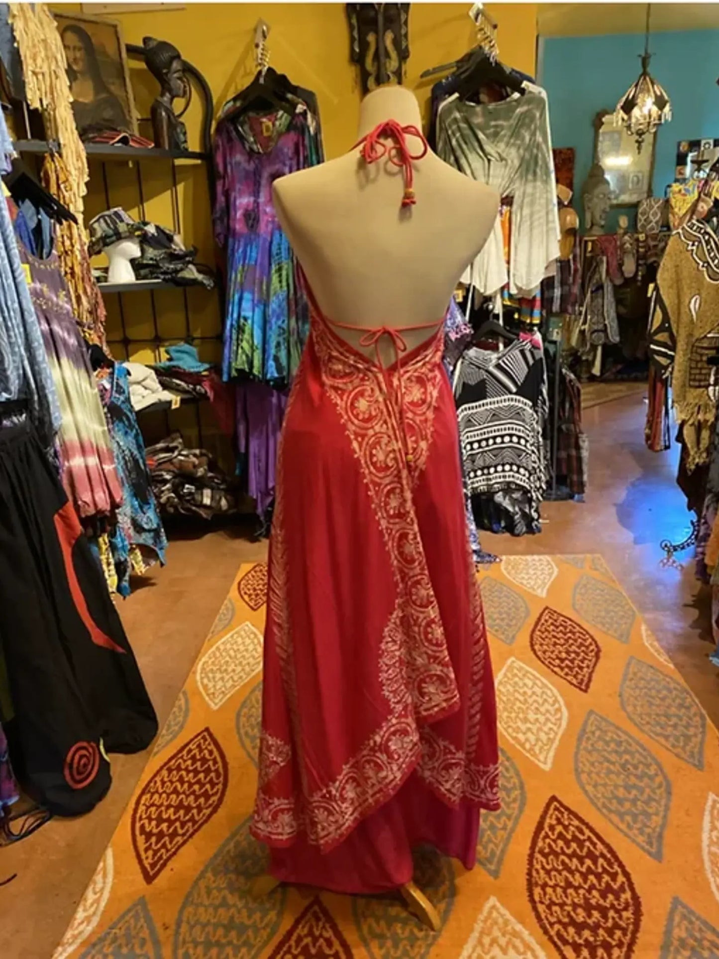 Cotton embroidered halter dress