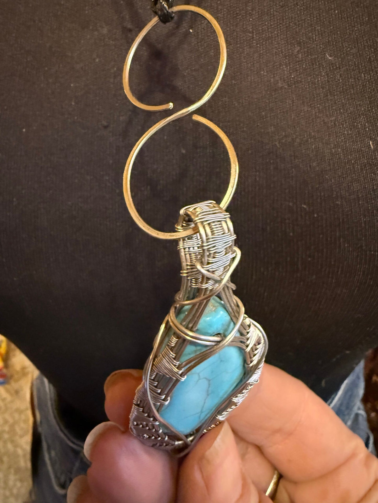 Turquoise artisan wire wrap necklace