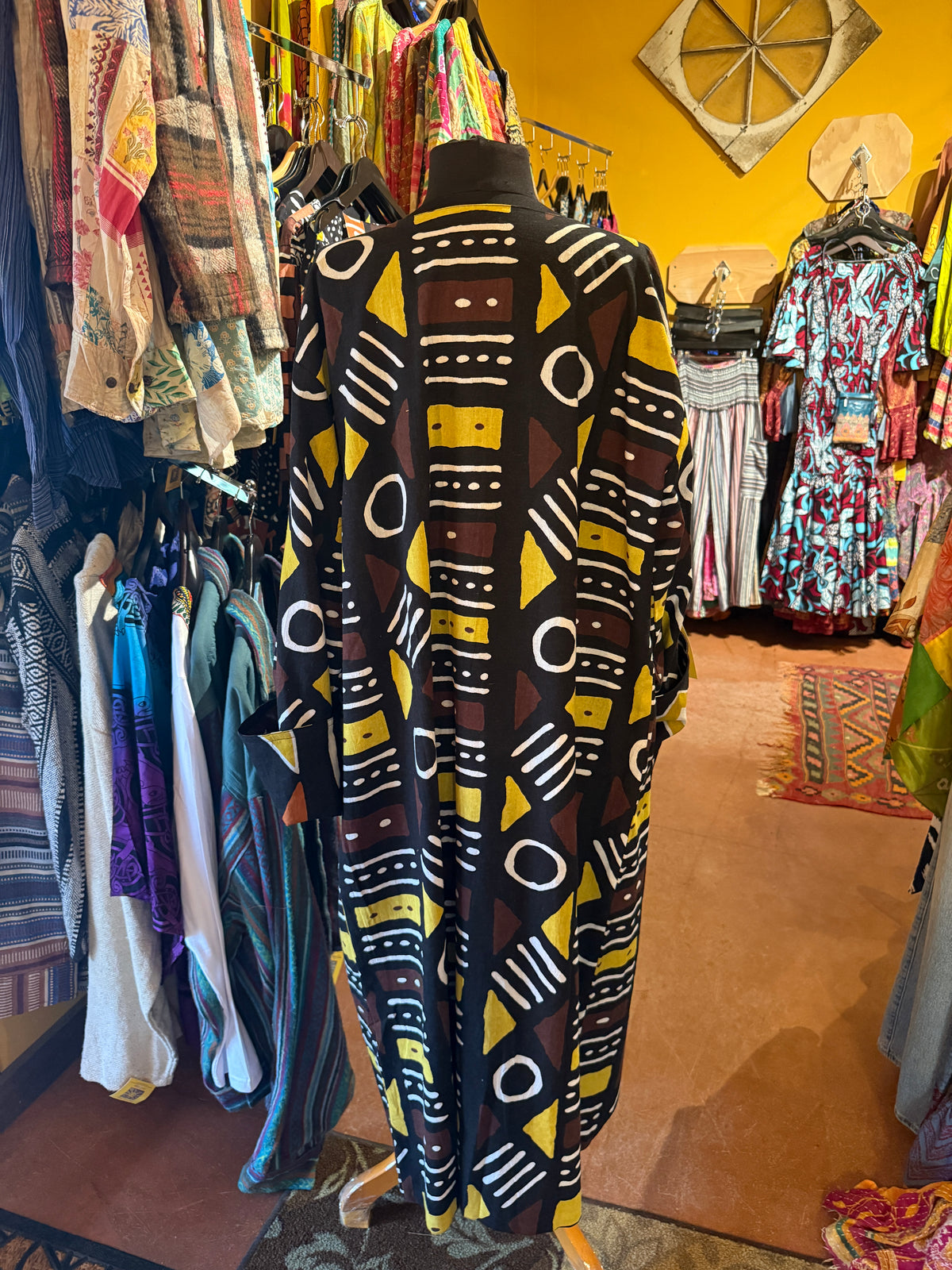 ReversibleAfrican mud cloth print coat orange/golden