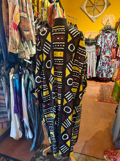 ReversibleAfrican mud cloth print coat orange/golden