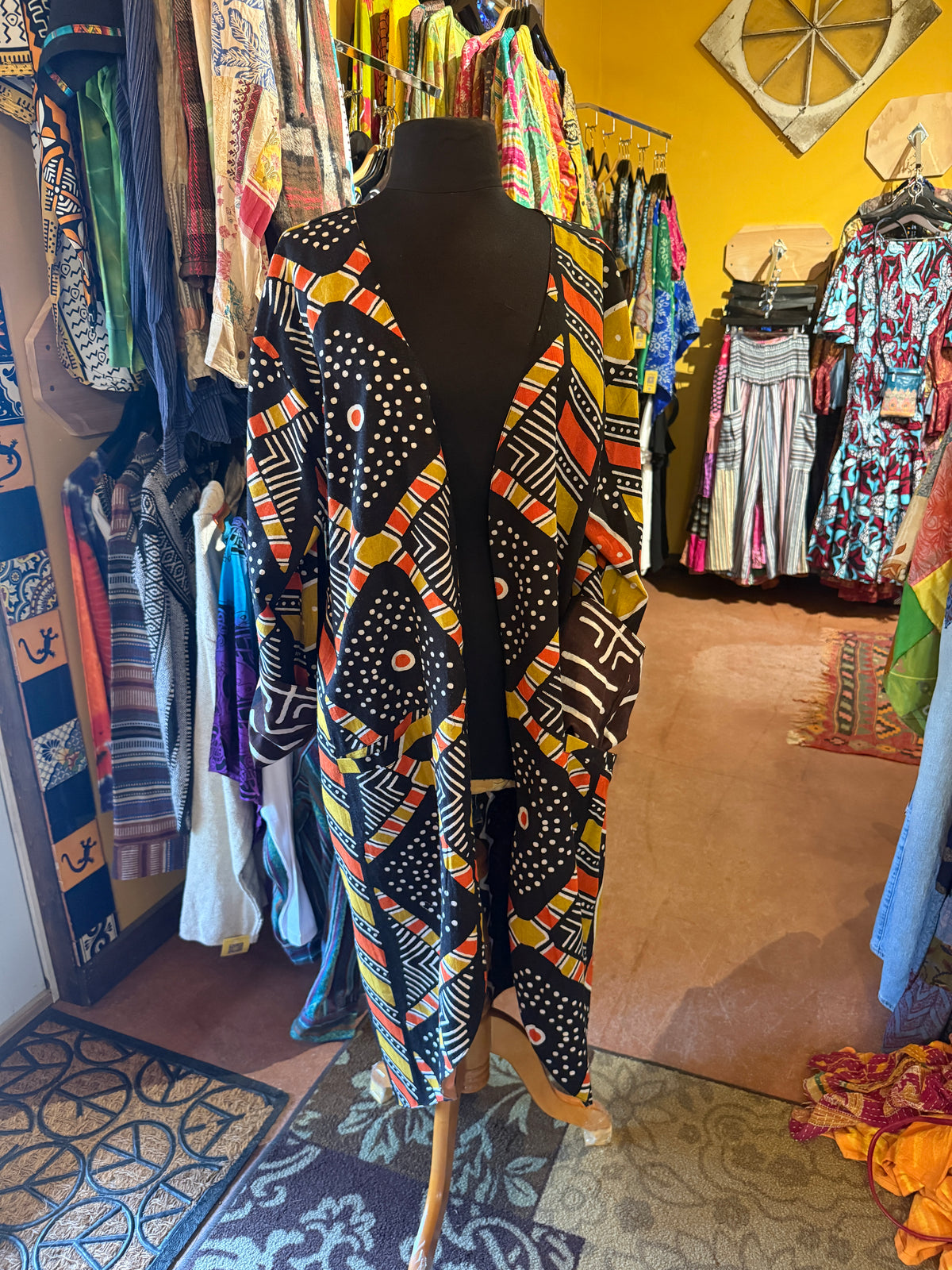 ReversibleAfrican mud cloth print coat orange/golden