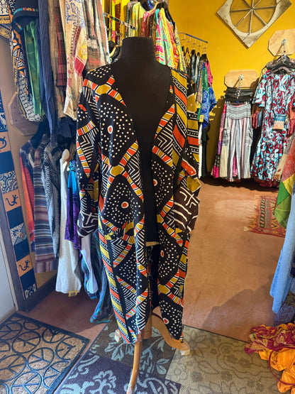 ReversibleAfrican mud cloth print coat orange/golden