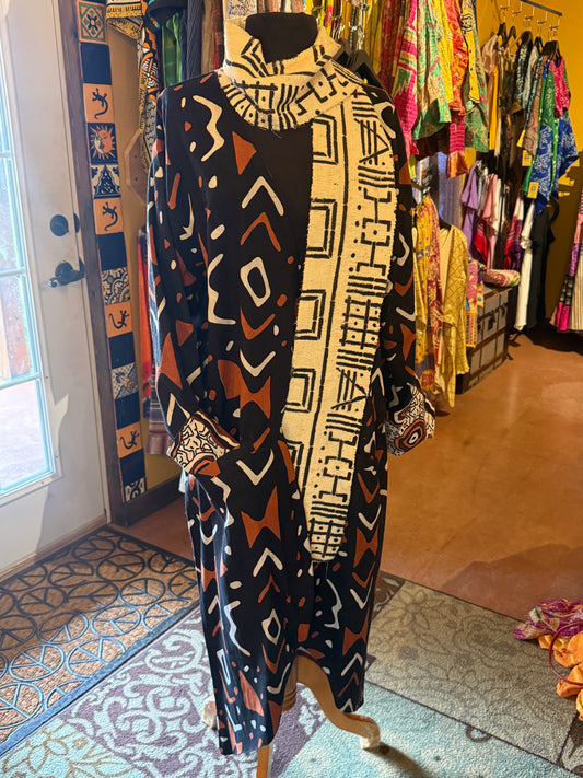 ReversibleAfrican mud cloth print coat