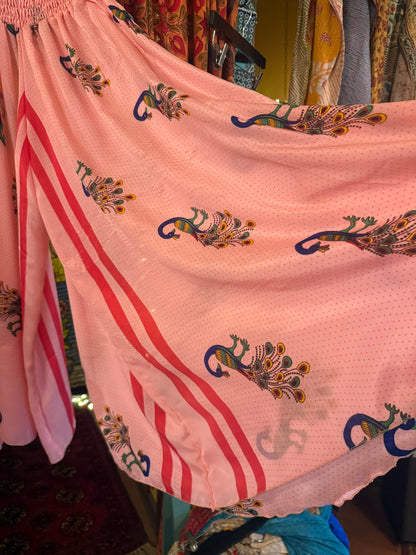 Pink peacock palazzo pants