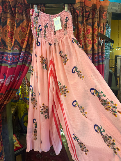 Pink peacock palazzo pants