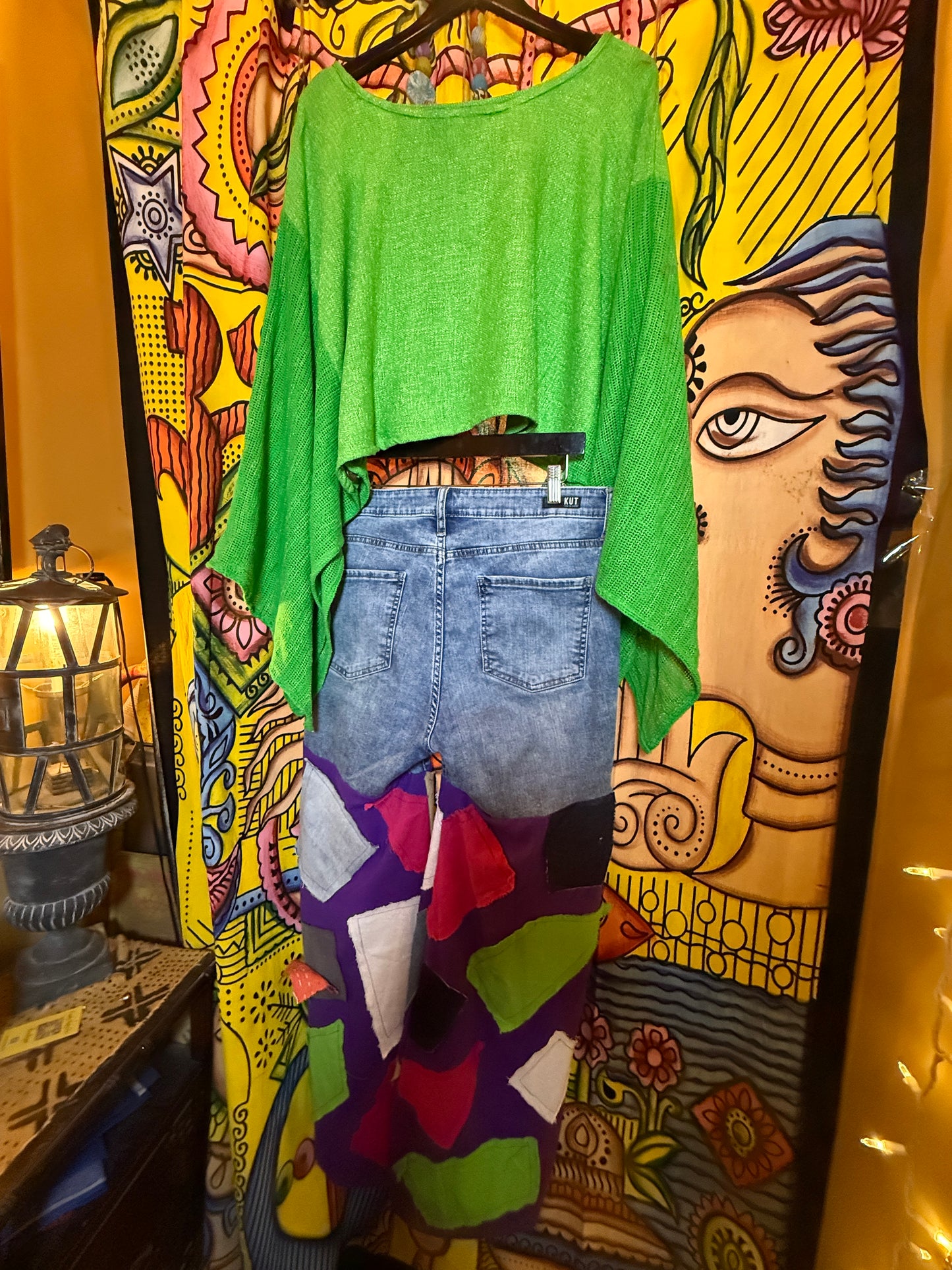 Denim pants patch upcycled size 14