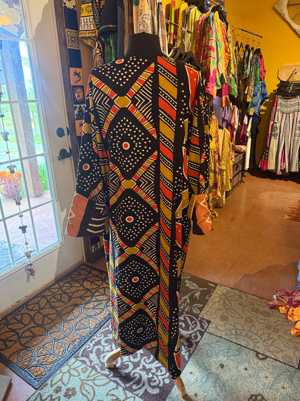 ReversibleAfrican mud cloth print coat orange/golden