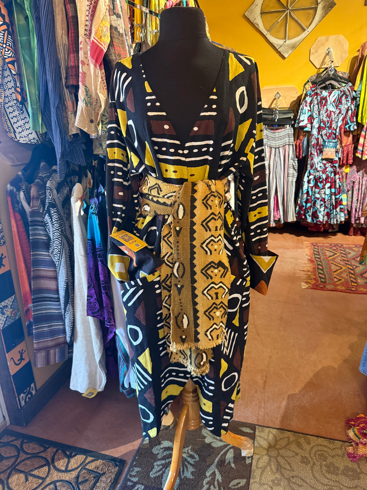 ReversibleAfrican mud cloth print coat orange/golden