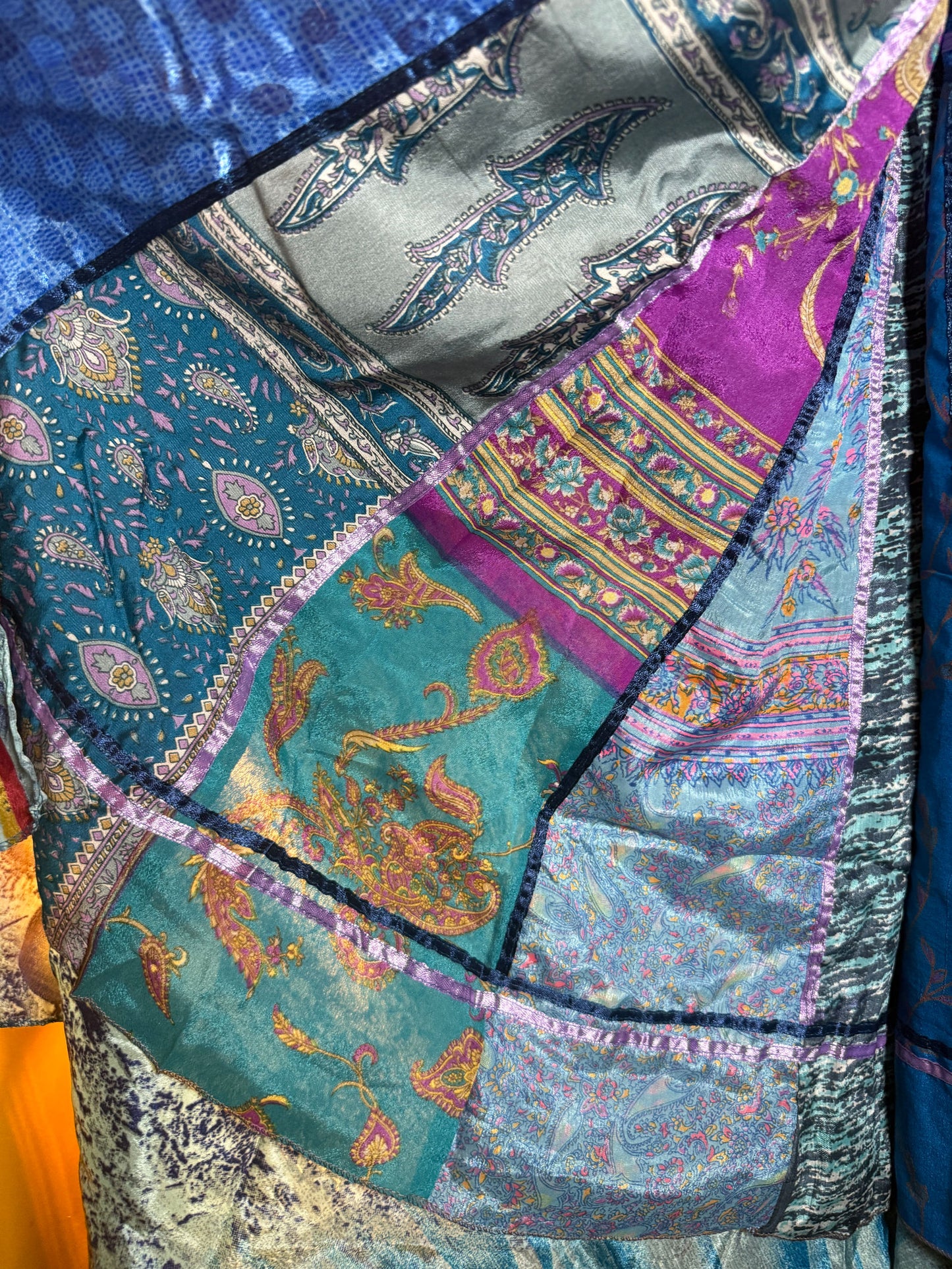 Silk wrap reversible skirt blue pink/bluesmulti