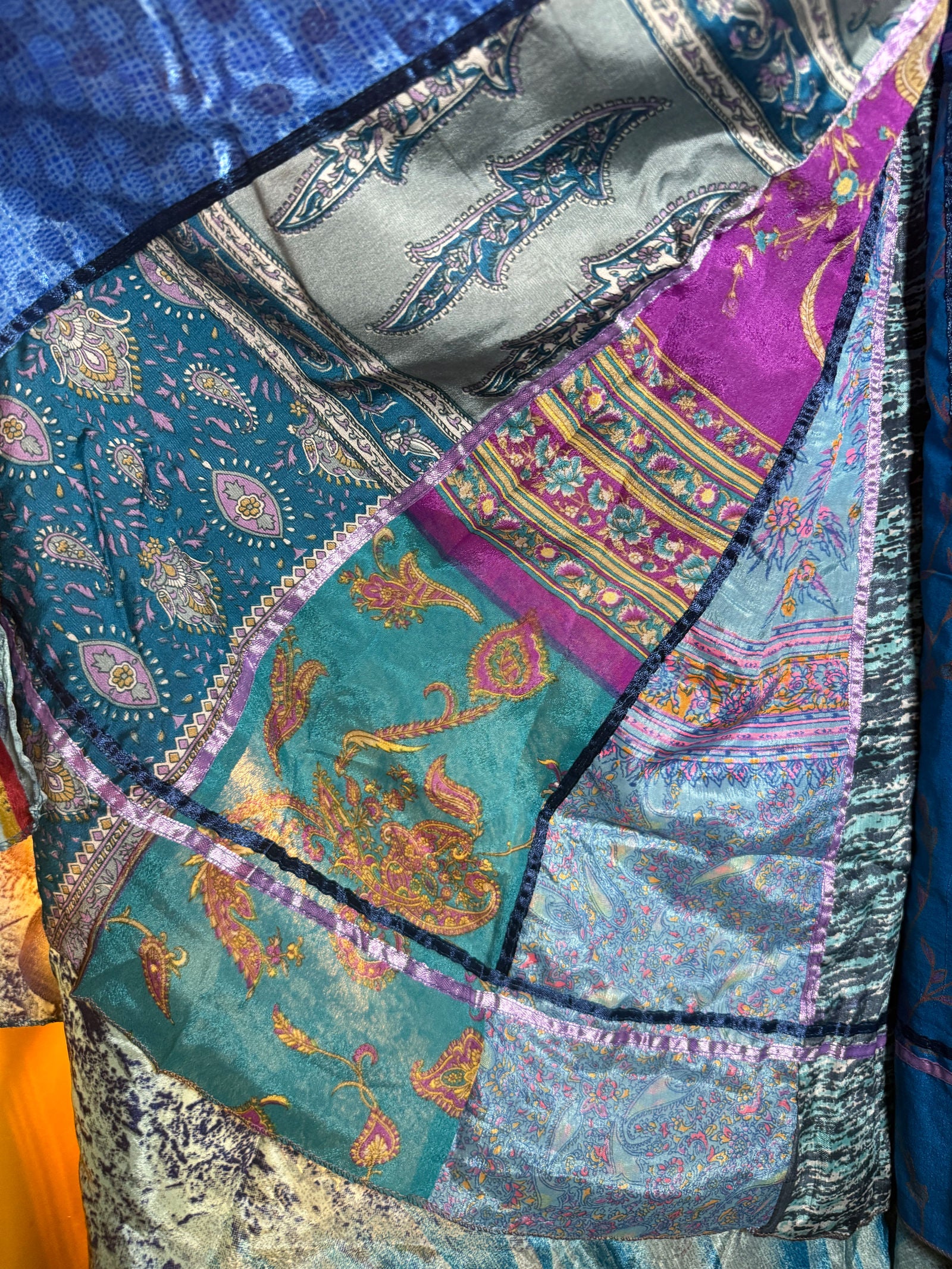 Silk wrap reversible skirt blue pink/bluesmulti
