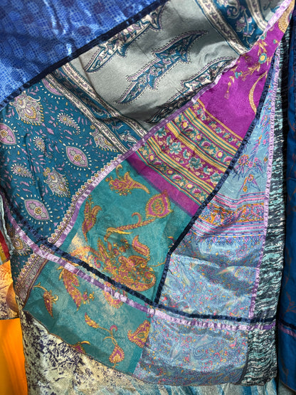 Silk wrap reversible skirt blue pink/bluesmulti
