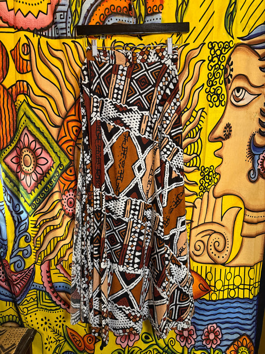 African Wrap Skirt brown and white