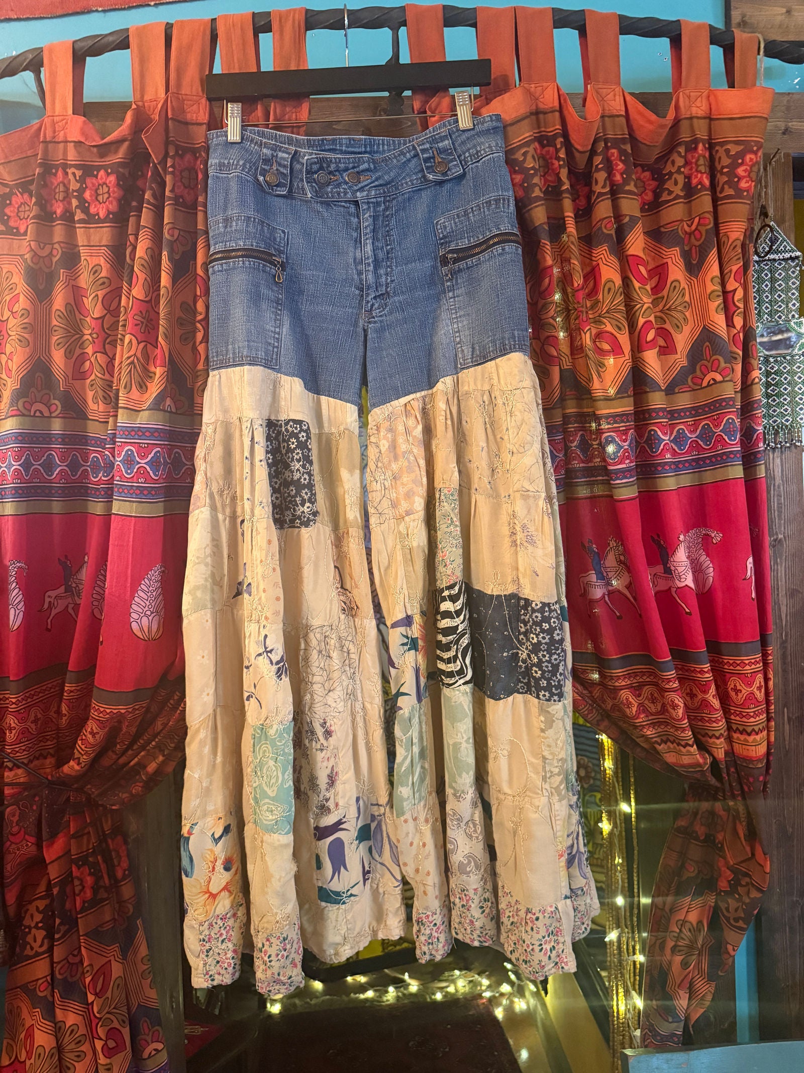 Up-cycled stretch patch jeans