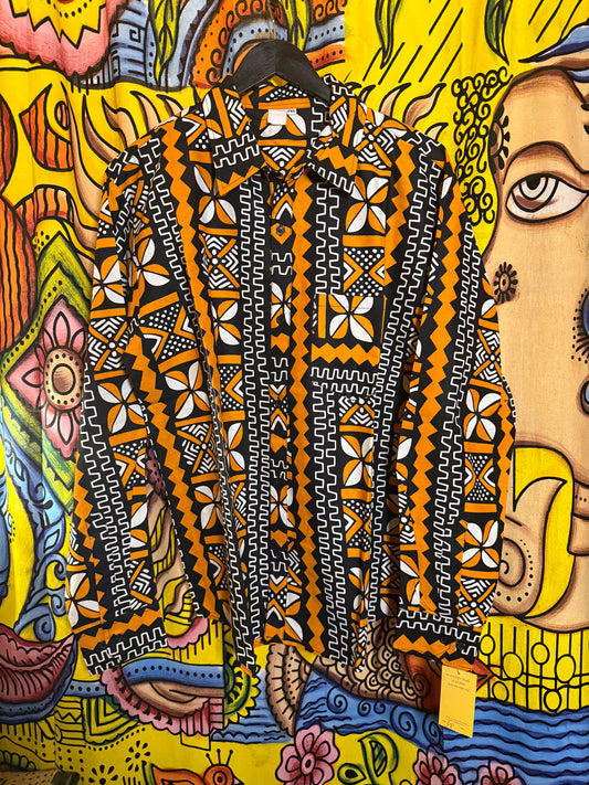 African Mudprint Button Down 2x