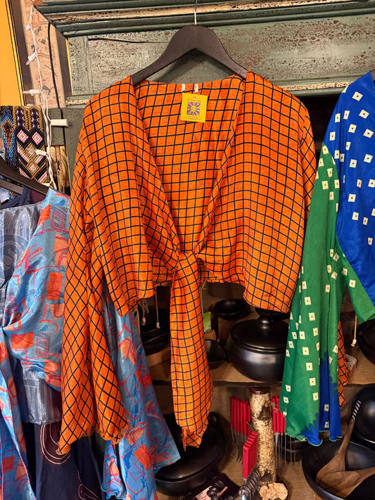 Silk crop top orange