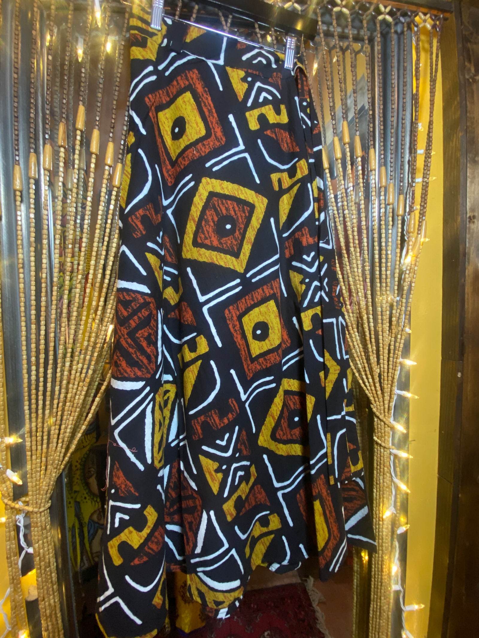 African Mustard/brown wrap skirt