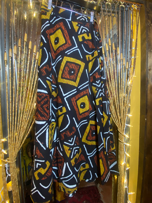 African Mustard/brown wrap skirt