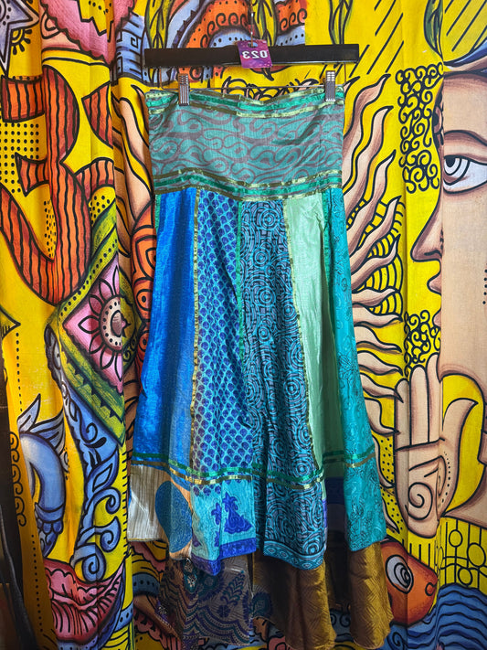 Silk wrap reversible skirt /