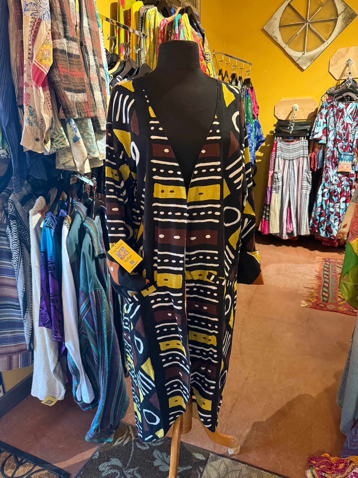 ReversibleAfrican mud cloth print coat orange/golden