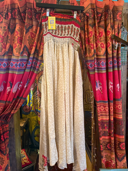 Beige/red palazzo pants