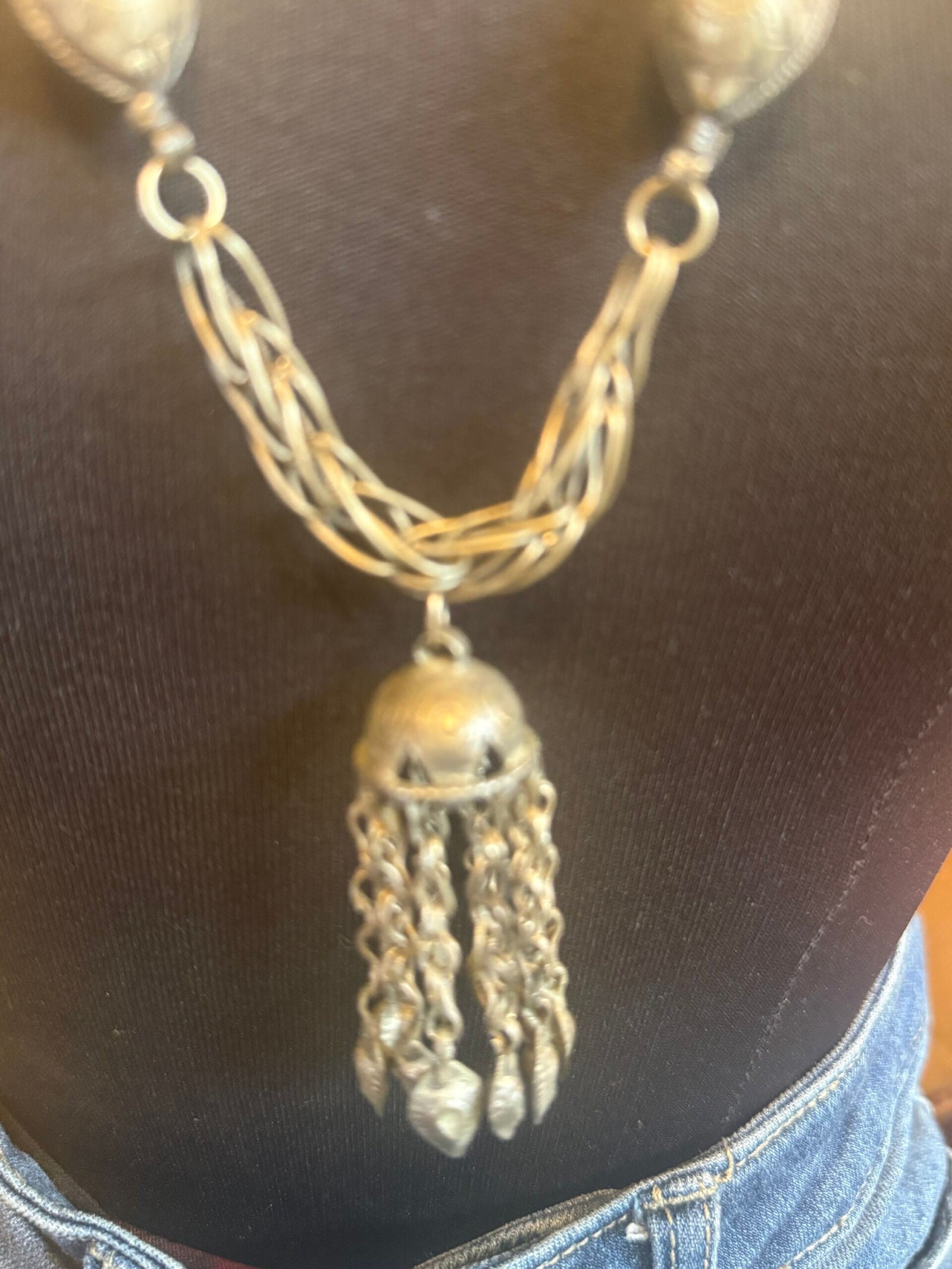 Indian silver tassel necklace