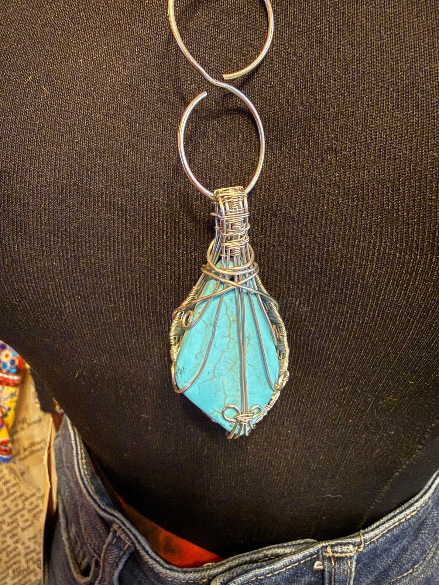 Turquoise artisan wire wrap necklace