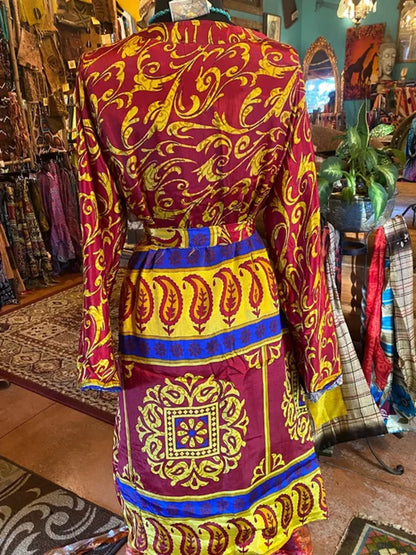Red/gold Silk reversible duster