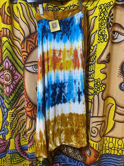 Tye dye wrap skirt - brown