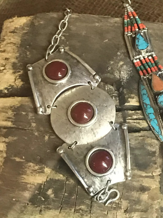 Cabochon silver bracelet