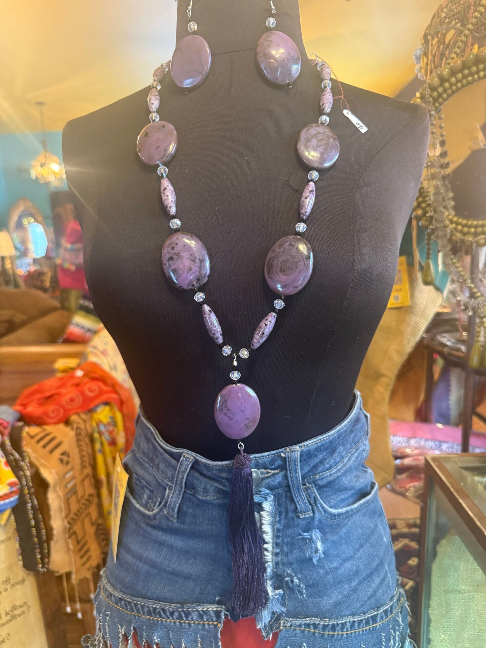 Dramatic and chunky tassel necklace