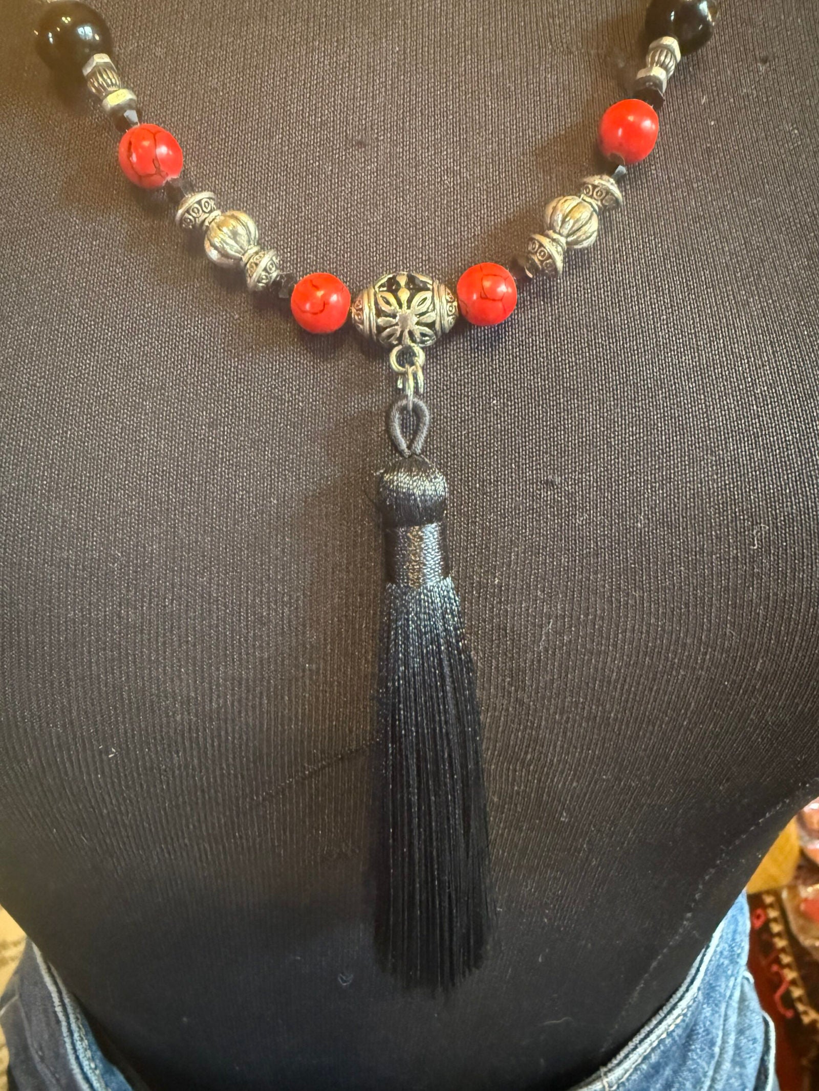Dramatic Black And Red Mala