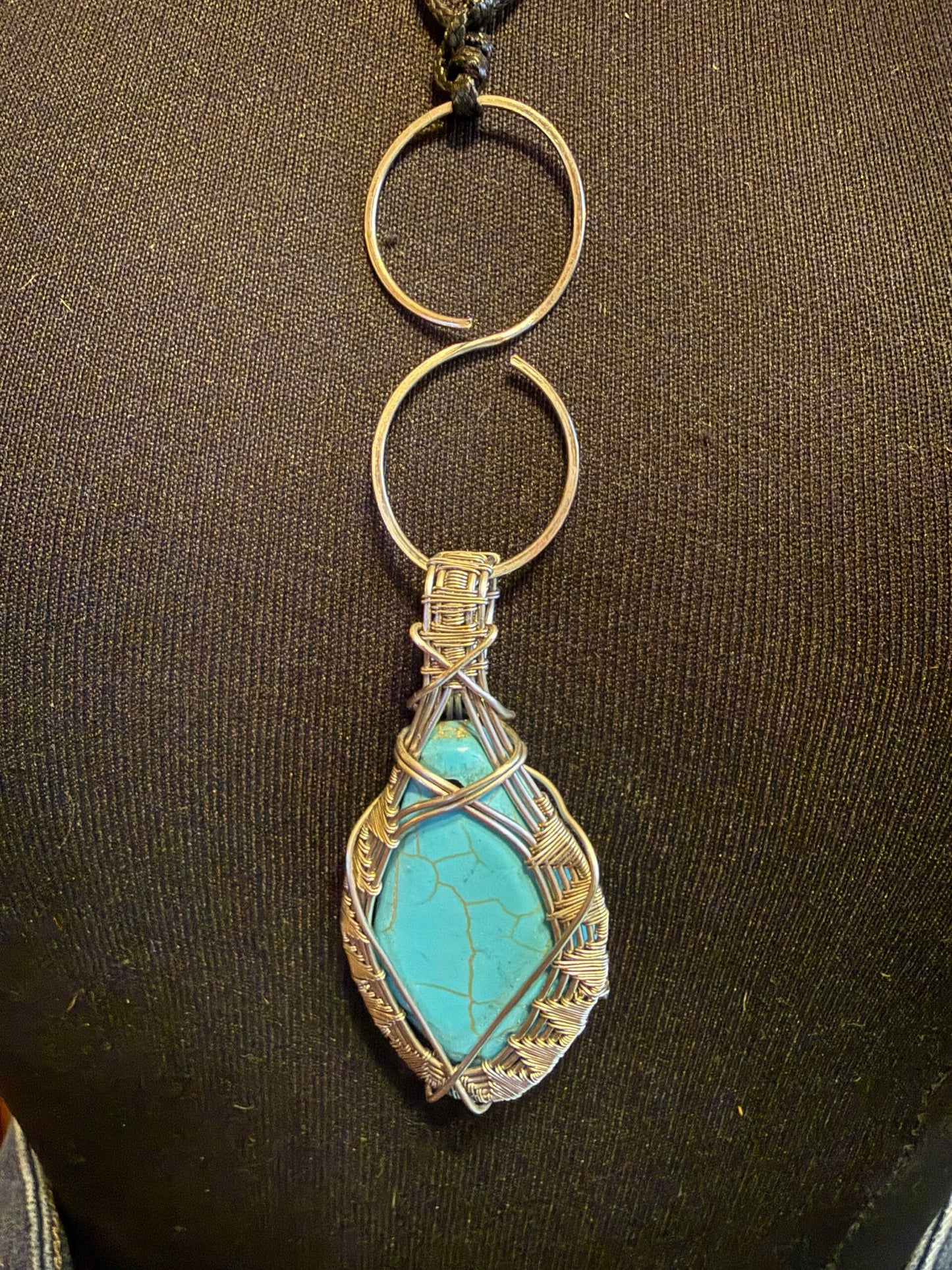 Turquoise artisan wire wrap necklace