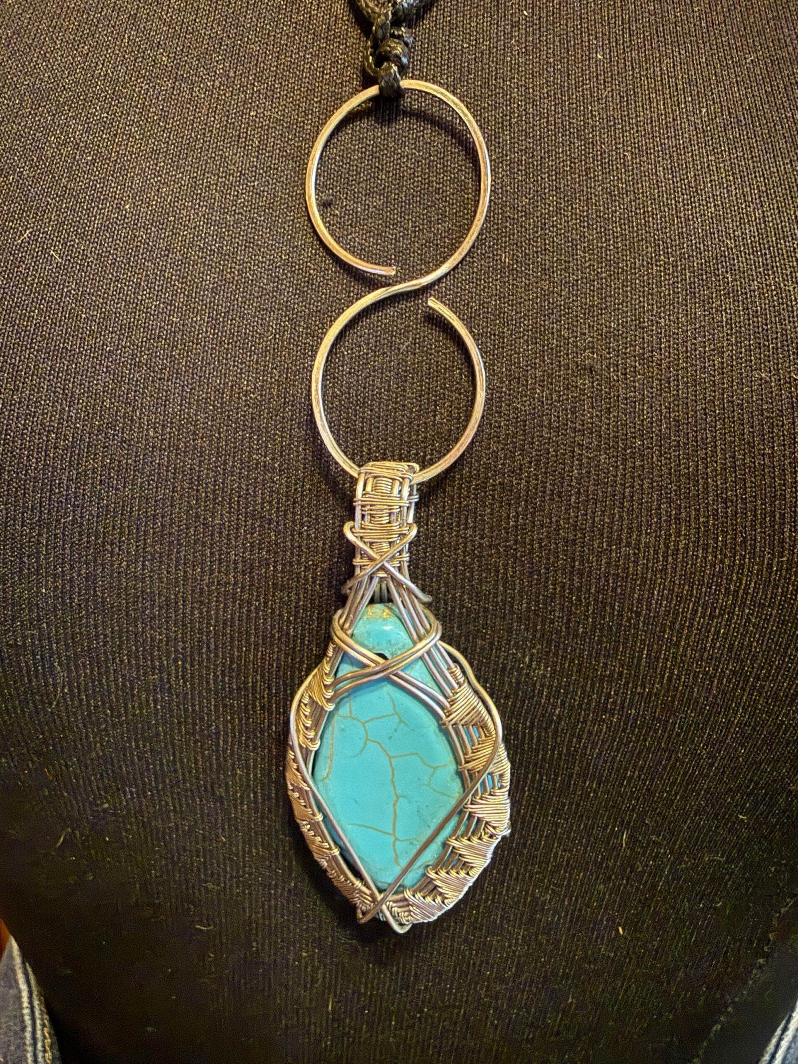 Turquoise artisan wire wrap necklace