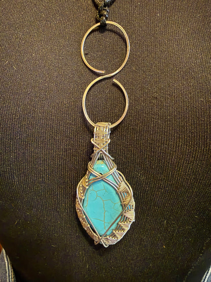 Turquoise artisan wire wrap necklace