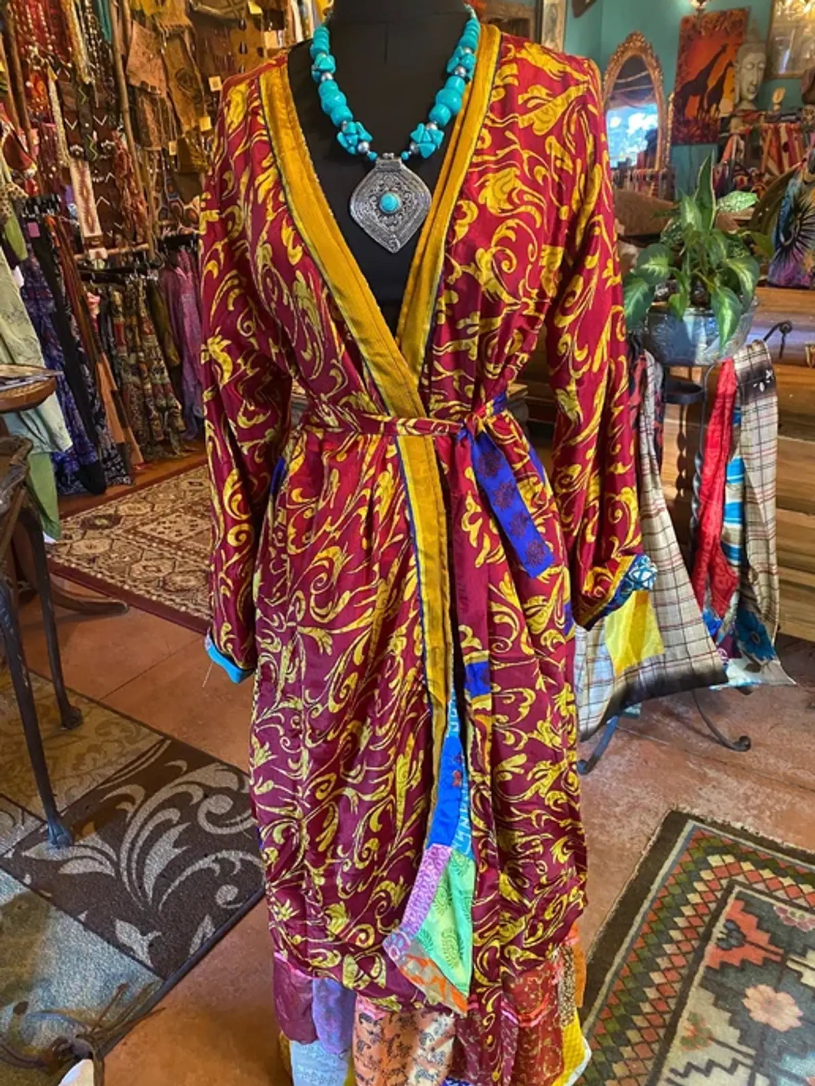 Red/gold Silk reversible duster