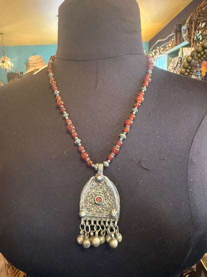 Vintage Silver and Garnet Necklace