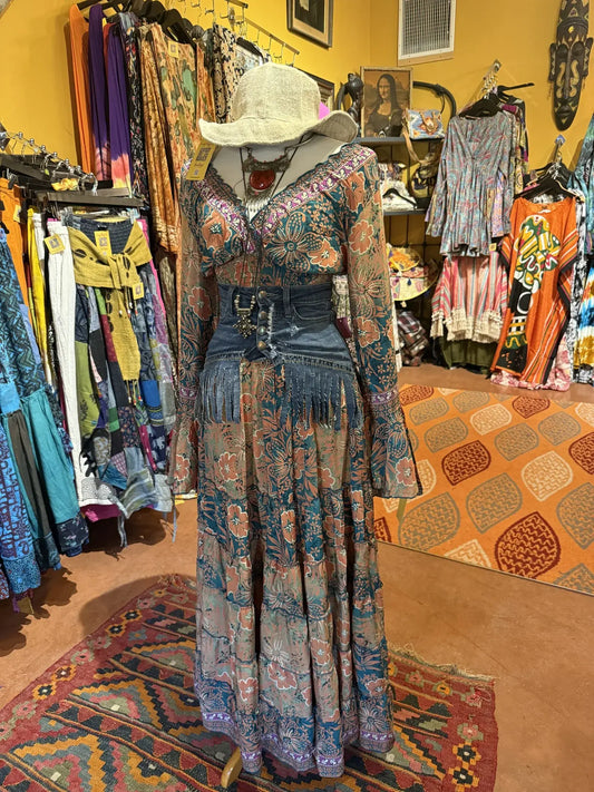 Long Sleeve Silk Maxi Dress