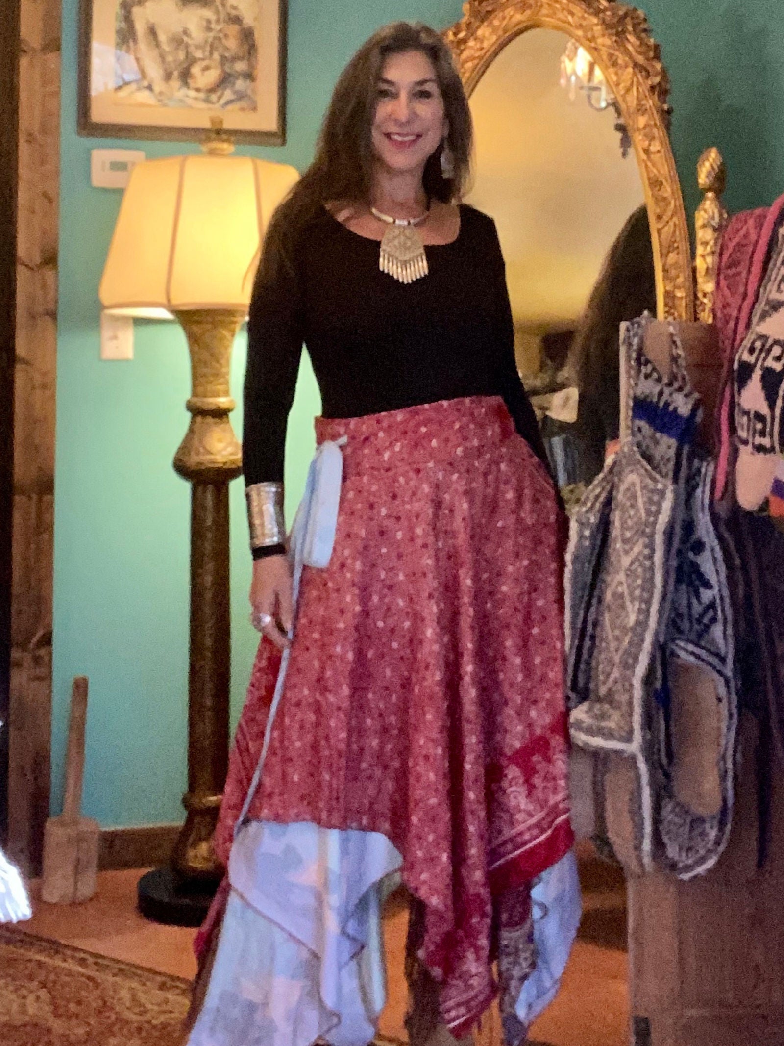 Reversible wrap skirt