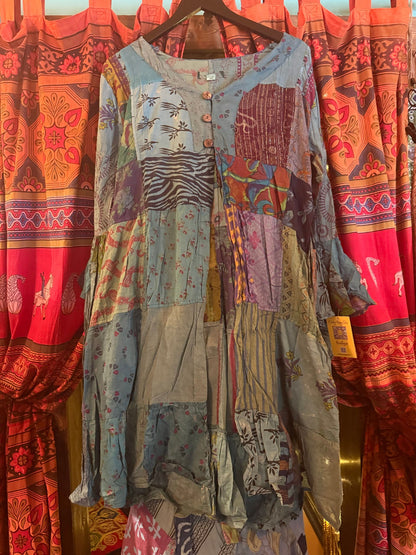 Blue Mid length duster sm/med