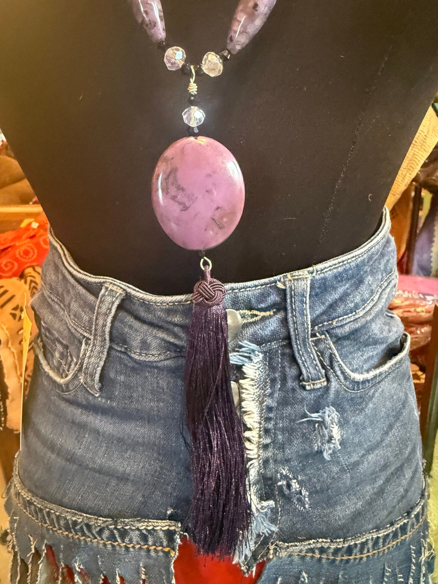 Dramatic and chunky tassel necklace