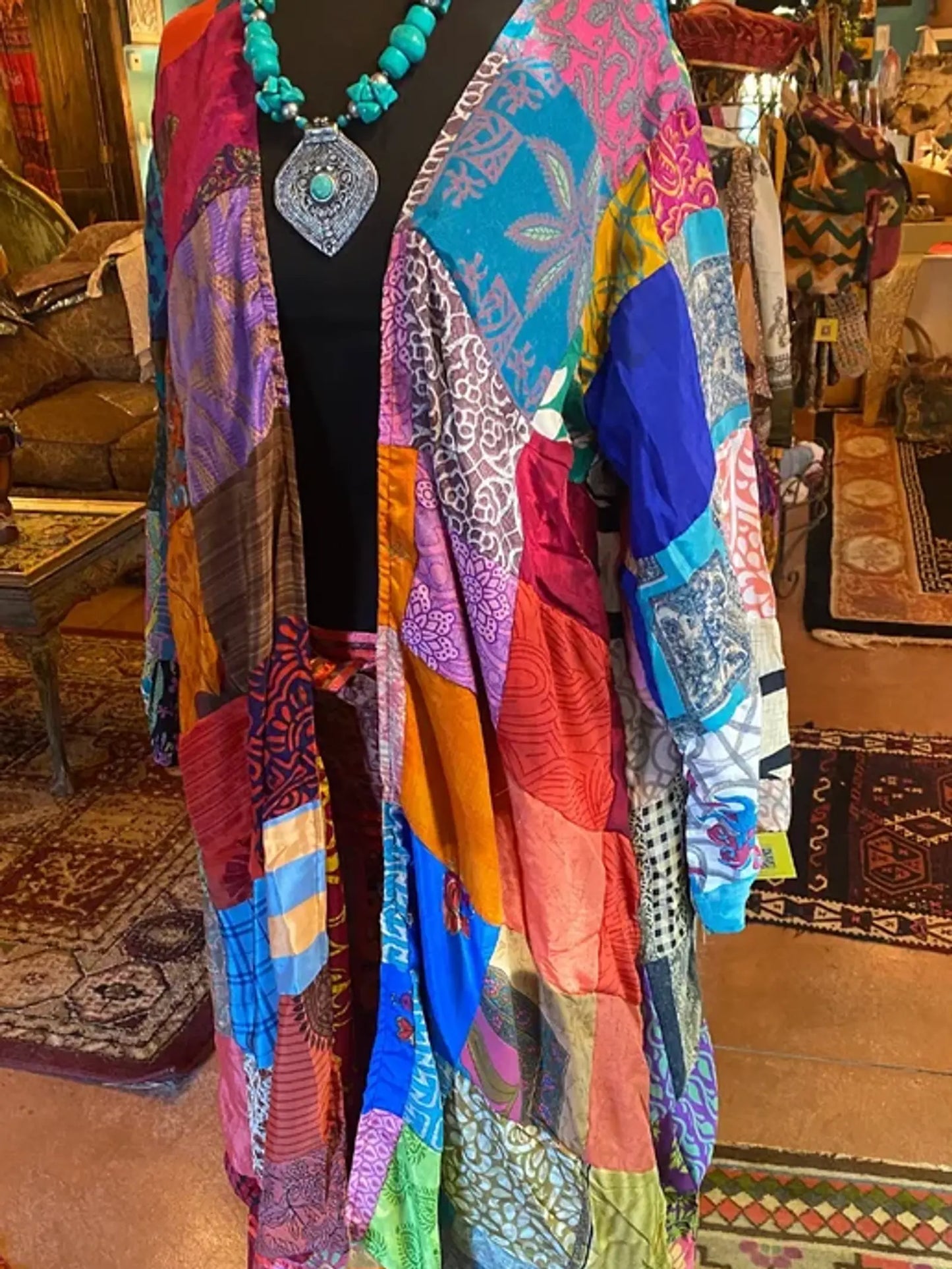 Red/gold Silk reversible duster