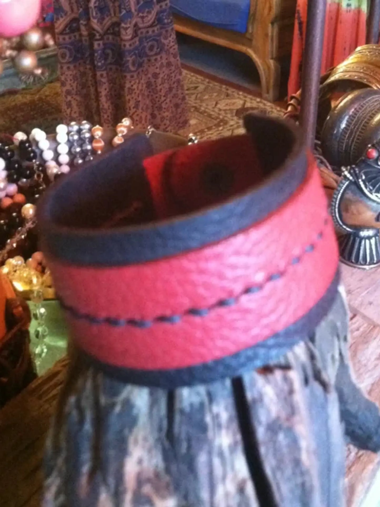 Red Leather snap cuff