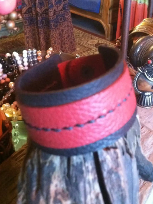 Red Leather snap cuff