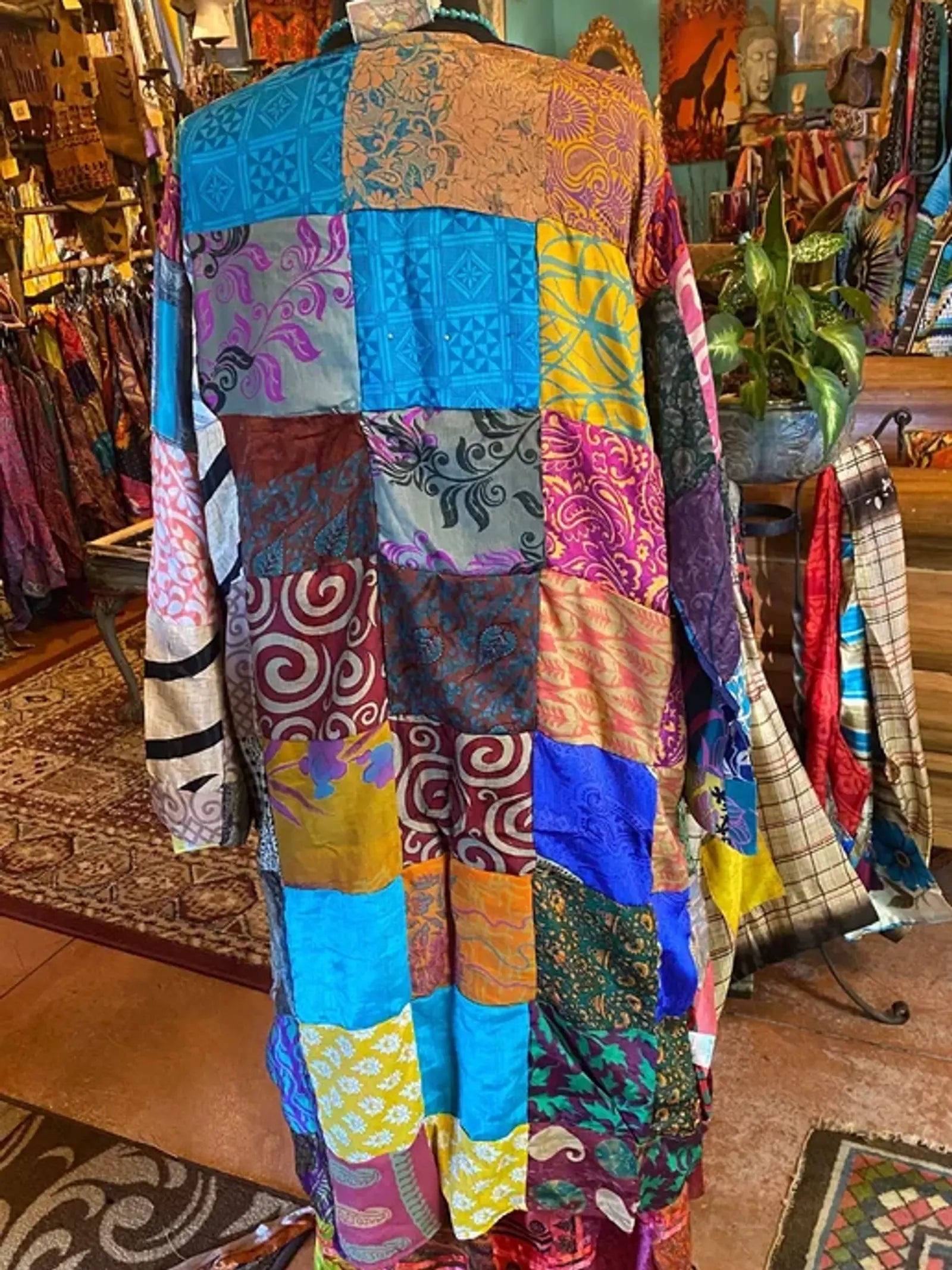 Red/gold Silk reversible duster