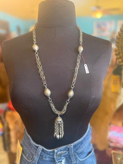 Indian silver tassel necklace