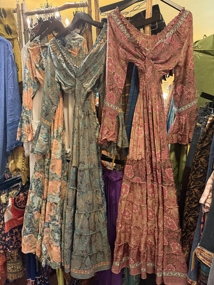 Long Sleeve Silk Maxi Dress