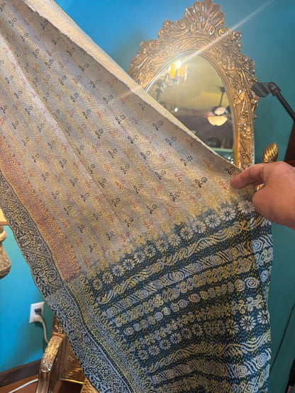 Silk Kantha Scarf earthy